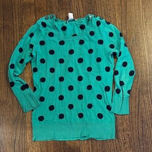 Banana Republic green and navy polka dot Women's cotton sweater -  women size S